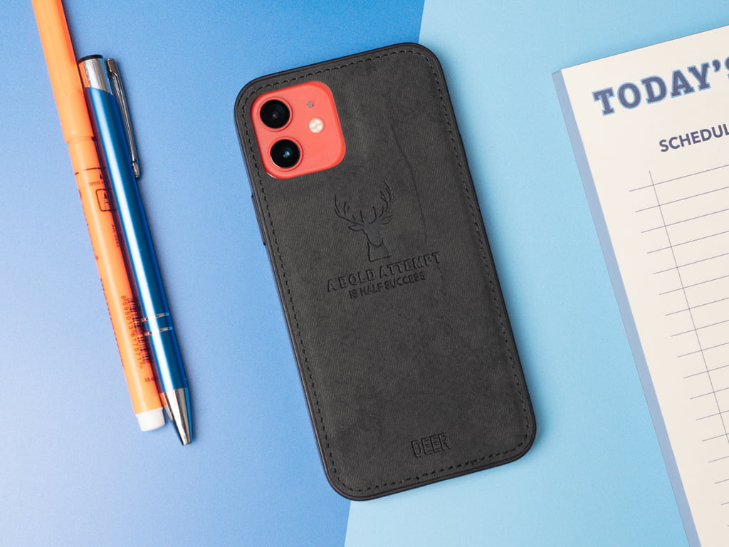 Designový, látkový kryt na iPhone 12 a iPhone 12 Pro - Černý 2